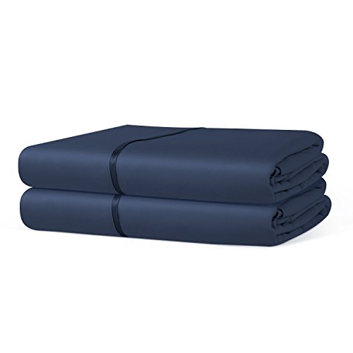 Book Cover Beckham Hotel Collection Luxury Flat Sheet (2-Pack) - Luxurious Soft-Brushed Microfiber, Hypoallergenic and Stain Resistant - King - Navy
