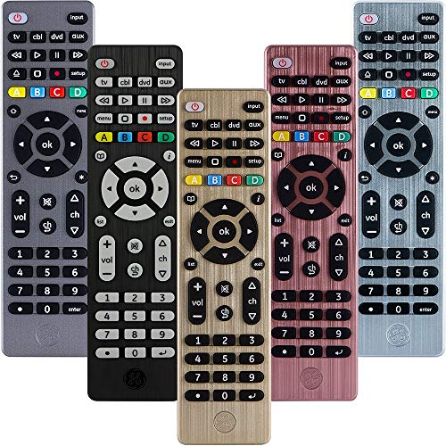 GE Universal Remote Control for Samsung, Vizio, LG, Sony, Sharp, Roku, Apple TV, RCA, Panasonic, Smart TVs, Streaming Players, Blu-ray, DVD, 4-Device, Gold, 33710