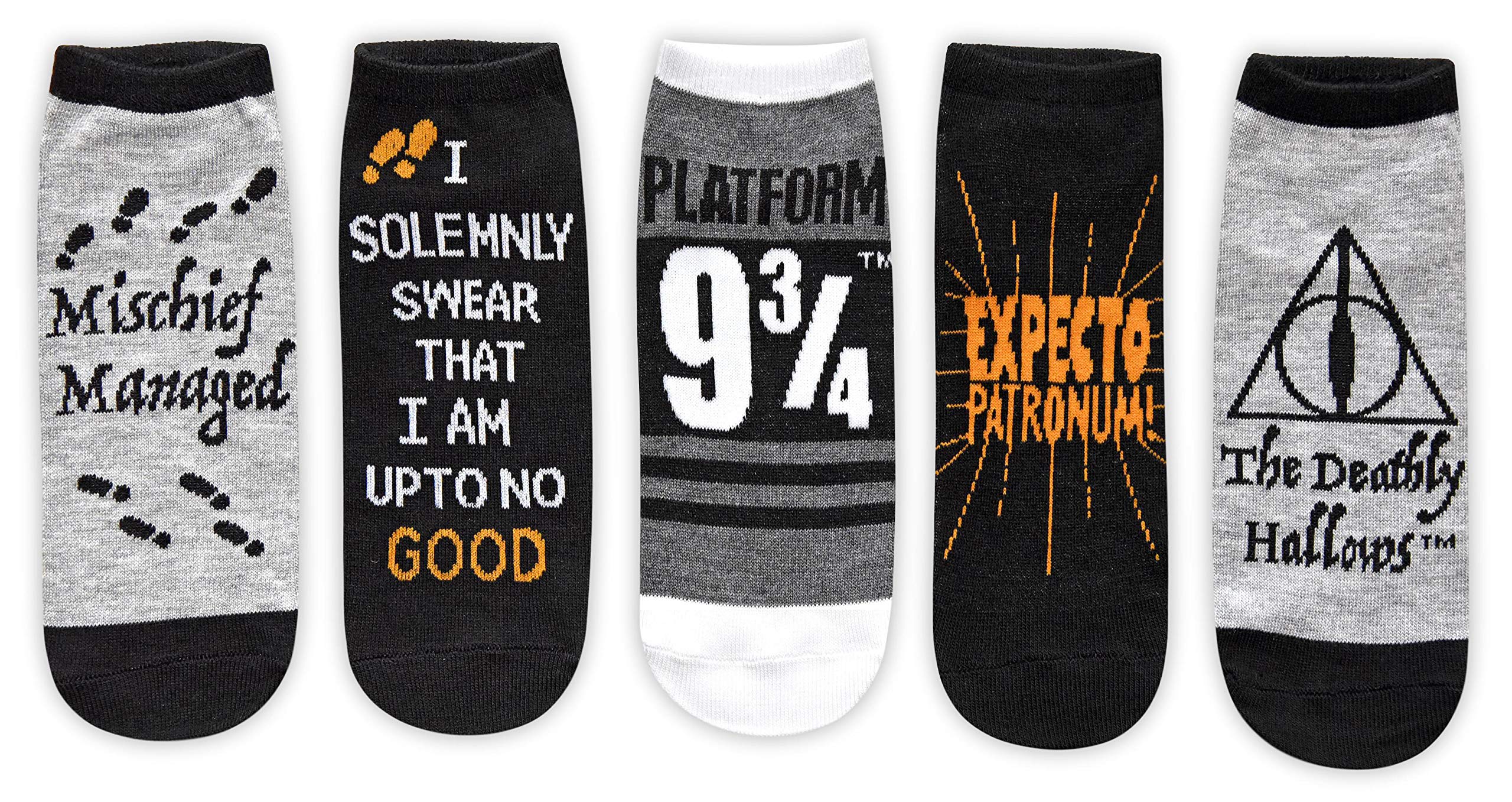 Book Cover Harry Potter Deathly Hallows I Solemnly Swear 5 Pack Ankle Socks 4-10