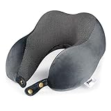 Travel Pillow - JUNING Comfortable U Shaped Cushion,Memory Foam Neck Support on a Train, Airplane, Car, Bus or while Camping