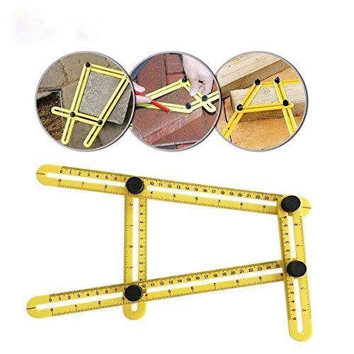Amenitee Angle Layout Measuring Ruler- Ultimate Irregular Shape Copy Tool-Universal Angularizer Ruler - Easy Angle Ruler-Multi Angle Measuring Tool-ABS Bolts and Nuts-Ultimate Template Tool(Yellow)