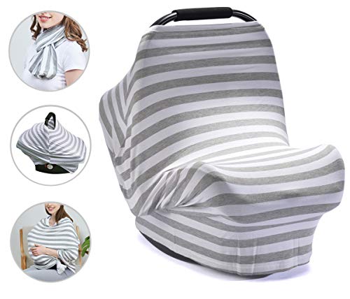 Book Cover PPOGOO Nursing Cover for Breastfeeding Super Soft Cotton Multi Use for Baby Car Seat Covers Canopy Shopping Cart Cover Scarf Light Blanket Stroller Cover