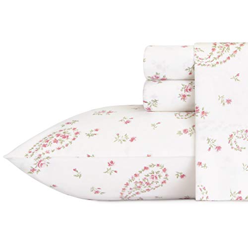 Book Cover Laura Ashley Home Sateen Collection Sheet Set-100% Cotton, Silky Smooth & Luminous Sheen, Wrinkle-Resistant Bedding, Queen, Bristol Paisley