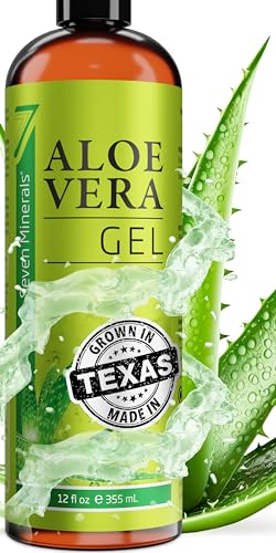 Organic Aloe Vera Gel with 100% Pure Aloe From Freshly Cut Aloe Plant, Not Powder - No Xanthan, So It Absorbs Rapidly With No Sticky Residue - Big 12 oz