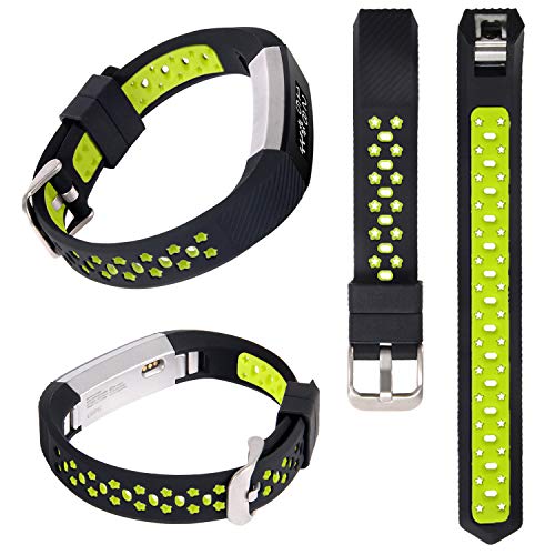 Lwsengme Silicone Strap Compatible with Fitbit Alta/Fitbit Alta HR Wrist Replacement Band Smart Watch Fitness Strap Accessory (Black/Fluorescent Yellow)