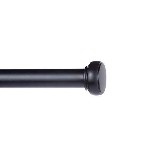 Kenney Weaver Cap End Indoor/Outdoor Black Curtain Rod, Adjustable 37-72 Inch Rod for Windows & Patio
