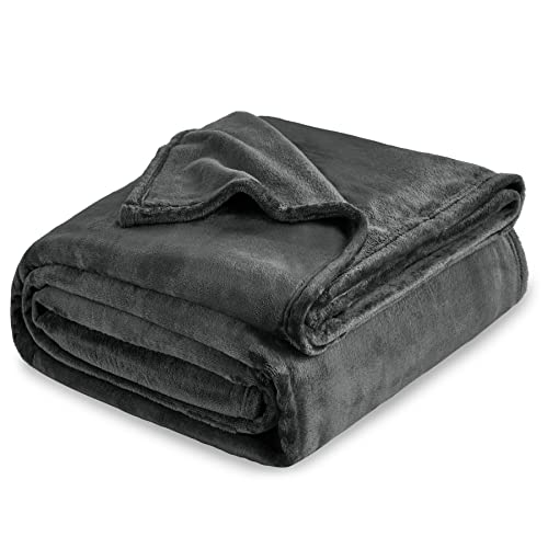 Book Cover Bedsure Fleece Blankets King Size Dark Grey - Bed Blanket Soft Lightweight Plush Cozy Fuzzy Luxury Microfiber, 108x90 inches