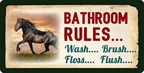 Book Cover 314HS Horse Bathroom Rules Wash Brush Floss Flush Western Cowboy Sign Rustic Lodge Cabin Decor 5