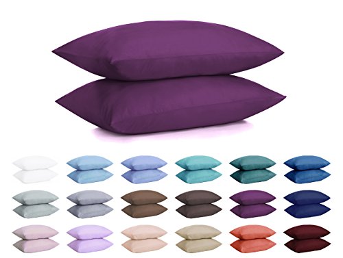 Book Cover Dream Home Ultra Soft Solid Pillowcases, Set of 2 (Standard, Purple)