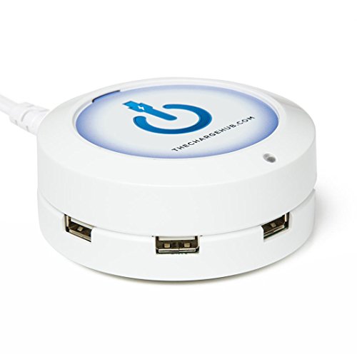 ChargeHub X5-5-Port USB Charger Desktop Charging Station 2.4A Per Port/25W - SmartSpeed Technology for iPhone X/8/7/6 Plus, iPad, Galaxy S9/S8/S7, Nexus, LG & Other Devices - Round (White)