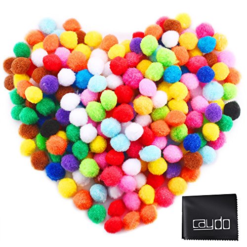 Caydo 240 Pieces 1 Inch Assorted Pom Poms Pompoms for Hobby Supplies and DIY Creative Crafts Decorations