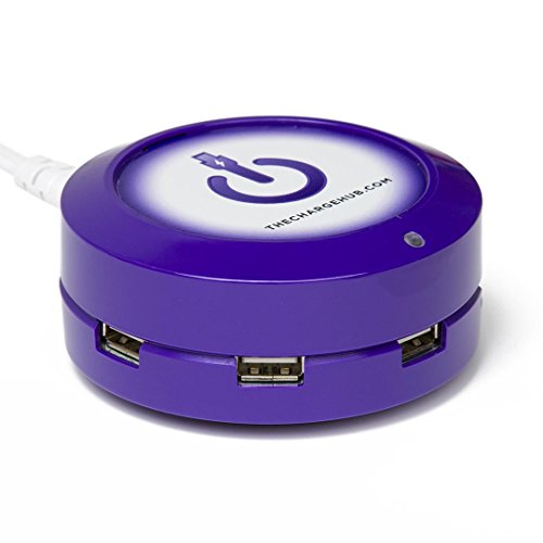 ChargeHub X5-5-Port USB Charger Desktop Charging Station 2.4A Per Port/25W - SmartSpeed Technology for iPhone X/8/7/6 Plus, iPad, Galaxy S9/S8/S7, Nexus, LG & Other Devices - Round (Purple)