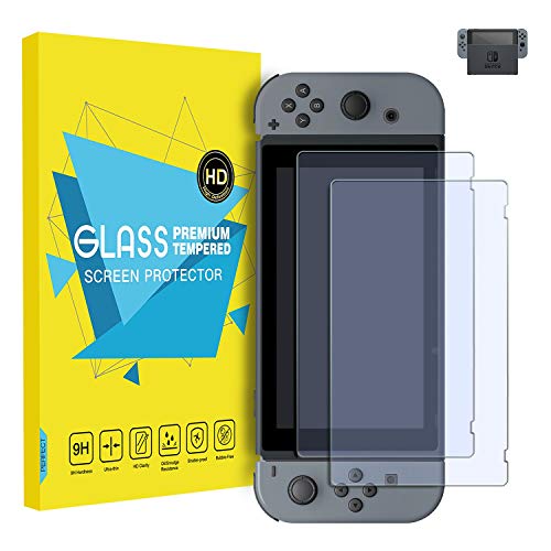 Book Cover MoKo Screen Protector for Nintendo Switch (2 Pack), Tempered Glass HD Clear Anti-Fingerprint & Anti-Bubble Film for Nintendo Switch 2017