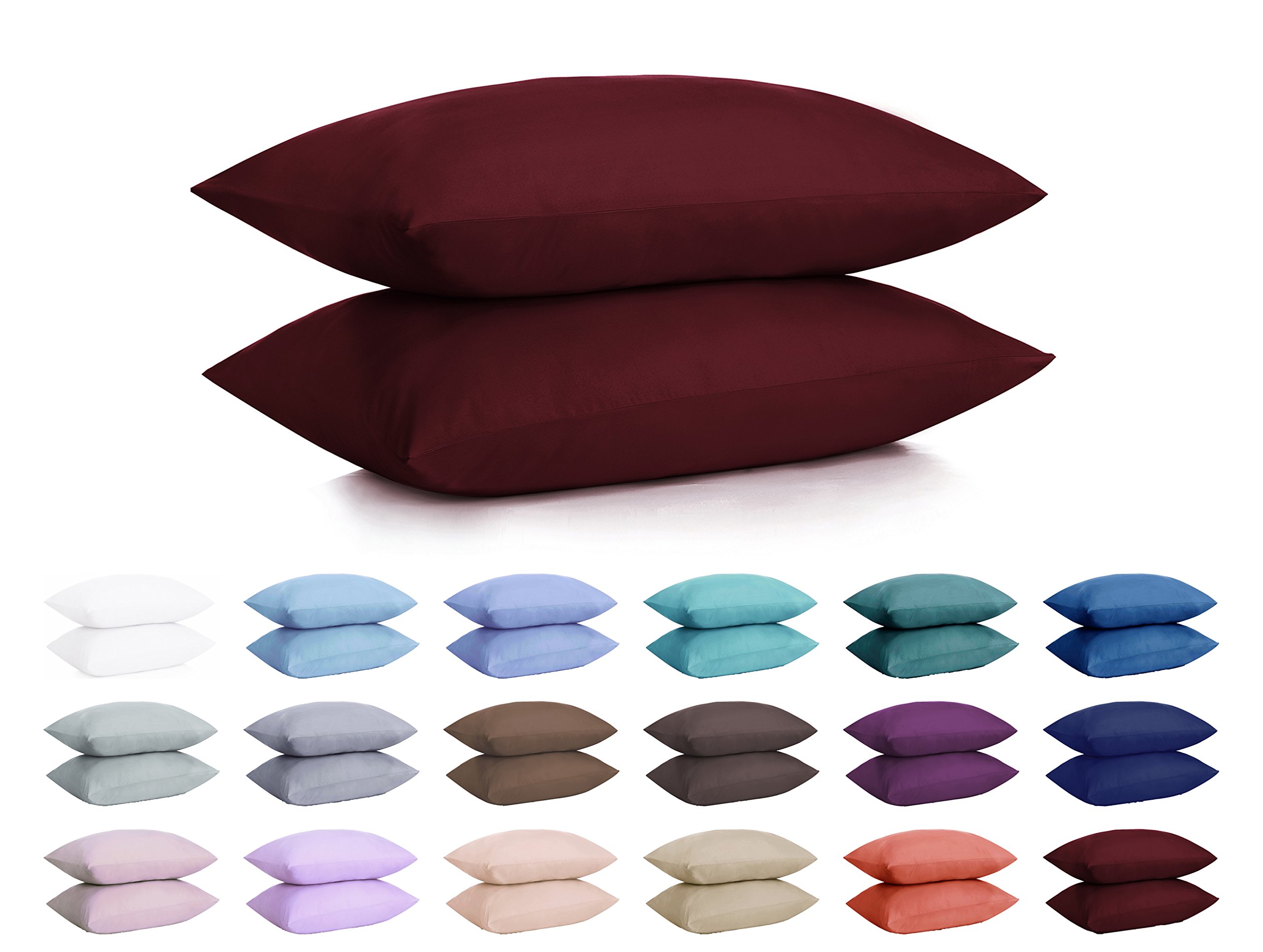 Book Cover DreamHome Microfiber Pillowcases, Set of 2 (Standard, Burgundy) Standard Burgundy