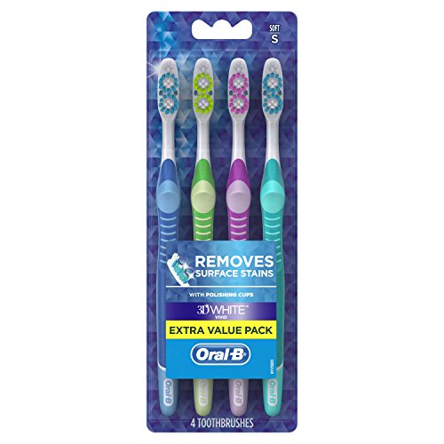 Oral-B 35 Soft Bristles 3D Vivid Toothbrush, White, 4 Count