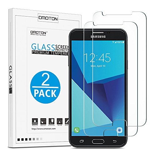 Book Cover OMOTON Tempered Glass Screen Protector for Samsung Galaxy J7 2017/J7 V/J7 Sky Pro/J7 Perx [5.5 Inch](2017 Released), [2 Pack]