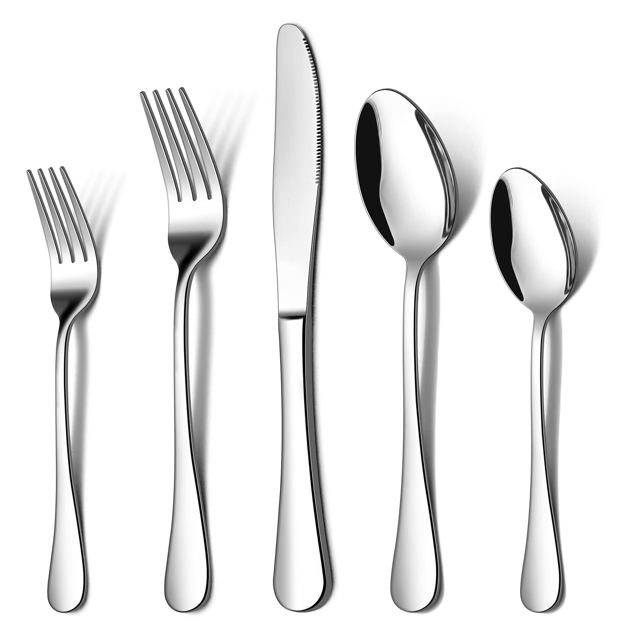 Book Cover LIANYU 20 Piece Silverware Flatware Cutlery Set, Stainless Steel Utensils Service for 4, Include Knife Fork Spoon, Mirror Polished, Dishwasher Safe