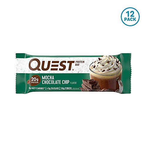 Quest Nutrition Mocha Chocolate Chip Protein Bar, High Protein, Low Carb, Gluten Free, Keto Friendly, 12 Count