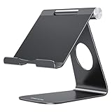 OMOTON Tablet Stand Holder Adjustable, T1 Desktop Aluminum Tablet Dock Cradle Compatible with iPad Air/Mini/Pro 11/12.9, iPad 10.2/9.7, Samsung Tab and More, Black