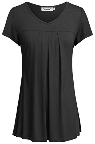Short Sleeve Night Shirts,Tencole Plus Sized Dressy Stylish Yoga Junior,Black,Medium