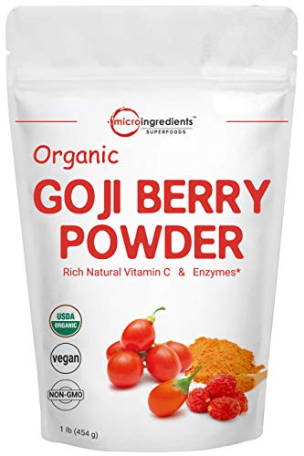 Book Cover Organic Goji Powder, Freeze Dried, 1 Pound, Natural Booster for Energy, Eye Health, Immune System and Natural Antioxidant for Anti-Aging, No GMOs and Vegan Friendly