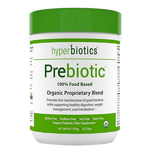 Book Cover Hyperbiotics Organic Prebiotic Powder - Supports Healthy Digestion and Growth of Beneficial Bacteria (with Jerusalem Artichoke and Acacia Fiber) - 375 Grams (54 servings) Prebiotic Fiber Supplement