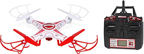 World Tech Toys Striker-X HD Camera Drone 2.4Ghz 4.5Ch HD Picture/Video Camera RC Quadcopter Vehicle, Red/White, 12 x 12 x 2.75