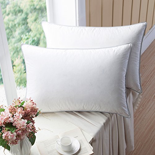 WENERSI Premium Goose Down Pillows with Feather Blended,(2-Pack, Queen Firm) 100% Cotton Shell with Ultra Fresh Treatment
