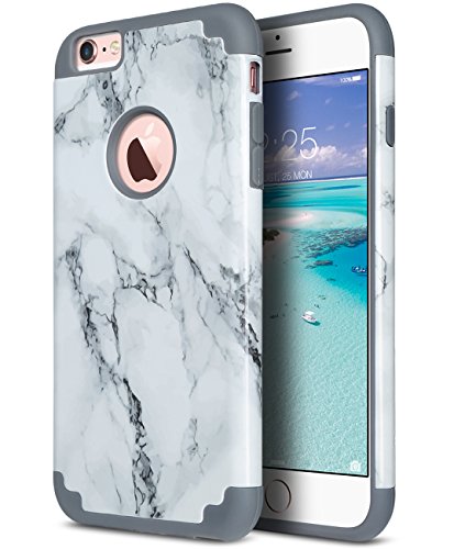 Book Cover ULAK iPhone 6 Plus Case, iPhone 6S Plus Case, Slim Dual Layer Soft Silicone and Hard Back Cover Anti Scratches Bumper Protective Cover for Apple iPhone 6 Plus / 6S Plus 5.5 inch (Marble Pattern)