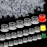 Yuelong 1000Pcs Ink Caps Medium - Tattoo Ink Cups White Plastic Disposable Pigment Cups With Base Microblading Makeup Tattoo Caps 14mm Medium for Tattoo Ink
