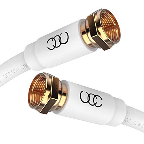 Coaxial Cable Triple Shielded CL3 in-Wall Rated Gold Plated Connectors (10ft) RG6 Digital Audio Video with Male F Connector Pin - 10 Feet