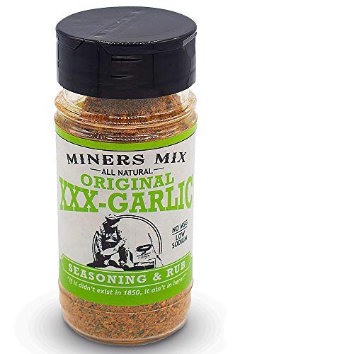 MINERS MIX XXX-Garlic Gourmet Seasoning. A Whole Lot More than Plain â€˜Ol Garlic Salt. Roasted, Grilled, BBQ, or Smoked Steak, Chicken, Prime Rib, Tri Tip, Pork, Lamb, Vegetables or Pasta. 6 Oz.