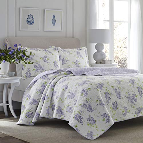 Book Cover Laura Ashley Home | Keighley Collection | Luxury Premium Ultra Soft Quilt Coverlet, Comfortable 2 Piece Bedding Set, All Season Stylish Bedspread, Twin, Lilac