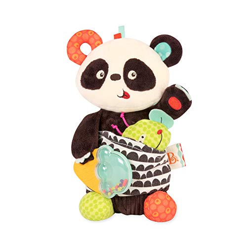 Book Cover B. toys â€“ Party Panda Stuffed Animal â€“ Vibrating Stuffed Panda Bear with Baby Rattle and Detachable Teether â€“ Chiming Plush Sensory Toys