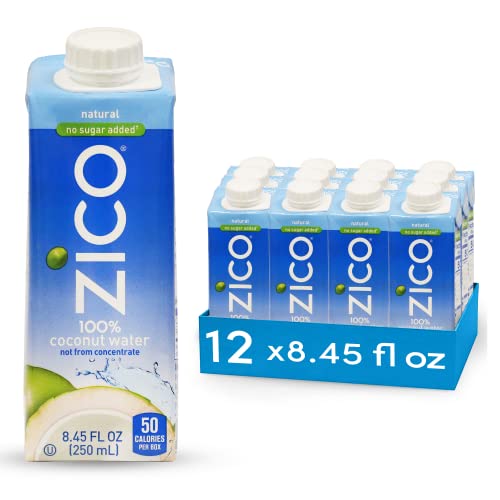 Book Cover Zico 100% Coconut Water Drink - 24 Pack, Natural Flavored - No Sugar Added, Gluten-Free - 250ml / 8.45 Fl Oz - Supports Hydration with Five Naturally Occurring Electrolytes - Not from Concentrate