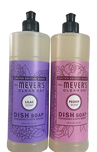 Book Cover Mrs. Meyers Clean Day Limited Edition Spring Dishwashing bundle (Lilac and Peony Scent) - 16 fl oz each