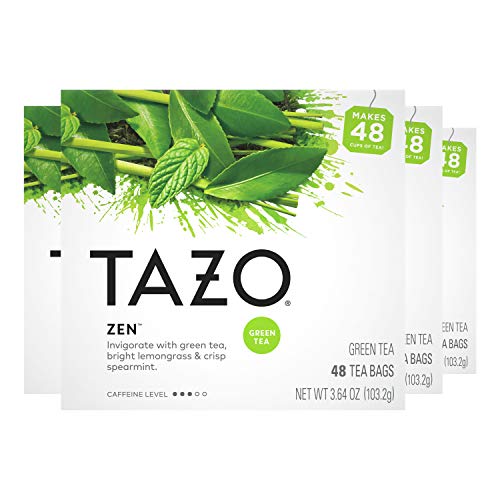 Tazo Green Tea Bags For an Invigorating Cup of Green Tea Zen Tea, 48 Count(Pack of 4)