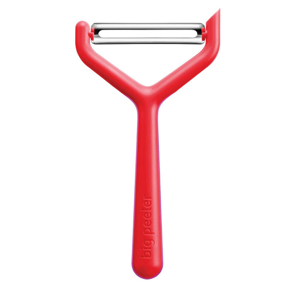 New Soda Big Peeler, Extra Wide Large Vegetable Peeler, Ultra Sharp, Twice As Fast - Blade 50% Larger Than Standard Blades (Red)