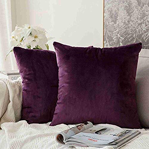 Book Cover MIULEE Pack of 2, Velvet Soft Soild Decorative Square Throw Pillow Covers Set Cushion Case for Sofa 18 x 18 Inch