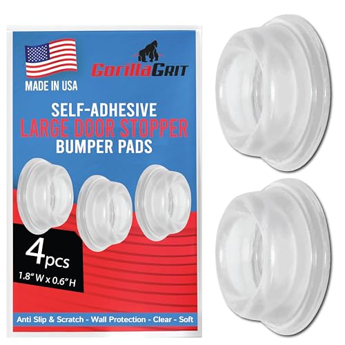 Door Stopper Wall Protector [4 Pack] - Clear Self Adhesive Rubber Door Bumpers. Prevent Damage to Walls from Door Knobs Handles - Door Stop
