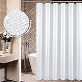jinchan Fabric Shower Curtain White Shower Curtains Set for Bathroom Decor Waffle Weave Pattern 70x72 inches Long Bath Curtains for Hotel Waterproof with Curtain Hooks 1 Panel