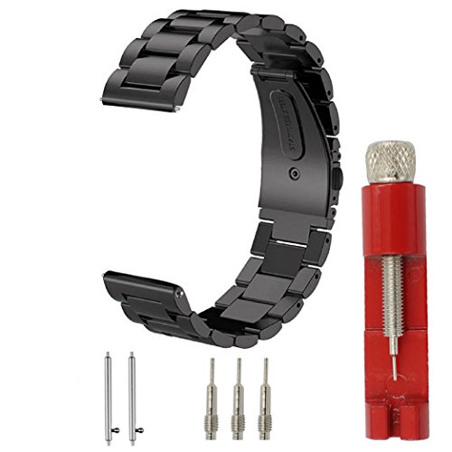 Cbin Quick Release Bracelet - Width 16mm / 18mm / 20mm / 22mm / 24mm Stainless Steel Strap Wrist Band Replacement Watch Bands (Black, 22mm)