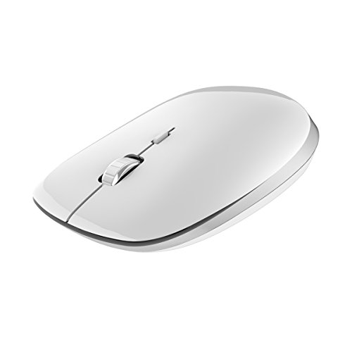 Book Cover Wireless Mouse,2.4G Portable Whisper Quiet Optical Mice Nano Receiver,Compatible Laptop,Tablet,PC,Notebook,3 Adjustable DPI (White&Silver)