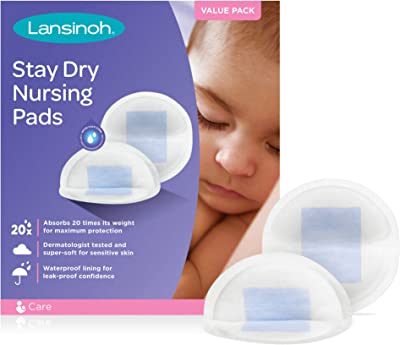 Book Cover Lansinoh Stay Dry Disposable Nursing Pads for Breastfeeding, 200 Count (Pack of 1)