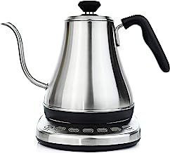 Electric Gooseneck Kettle with Temperature Presets - 1L Electric Tea Pot Kettles with Temperature Control - Stainless Steel Coffee Teapots Kettle and Electric Teapot Pour Over