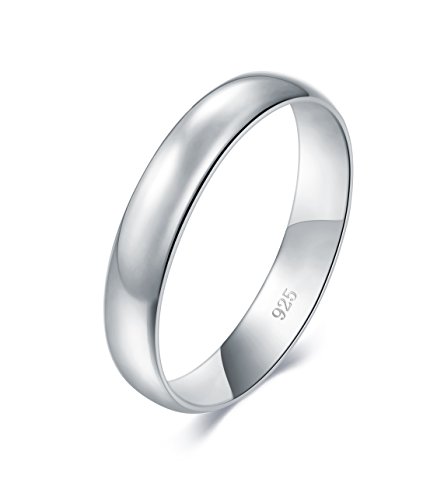 BORUO Silver Ring â€“ 925 Pure Sterling Silver Ring - Sterling Silver Rings for Women â€“ Elegant Silver Band Rings For Women and Men - Gifts for Special Occasions 4mm, 6mm Ring Size 4-15