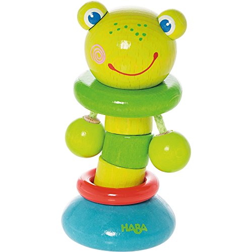 HABA Clutching Toy Clatter Frog Wooden Rattling Figure (Made in Germany)