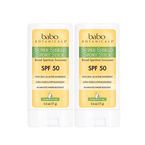 Book Cover Babo Botanicals Super Shield Zinc Sport Stick Sunscreen SPF 50 with Soothing Organic Ingredients, Unscented, 1.2 Ounce (Pack of 2)