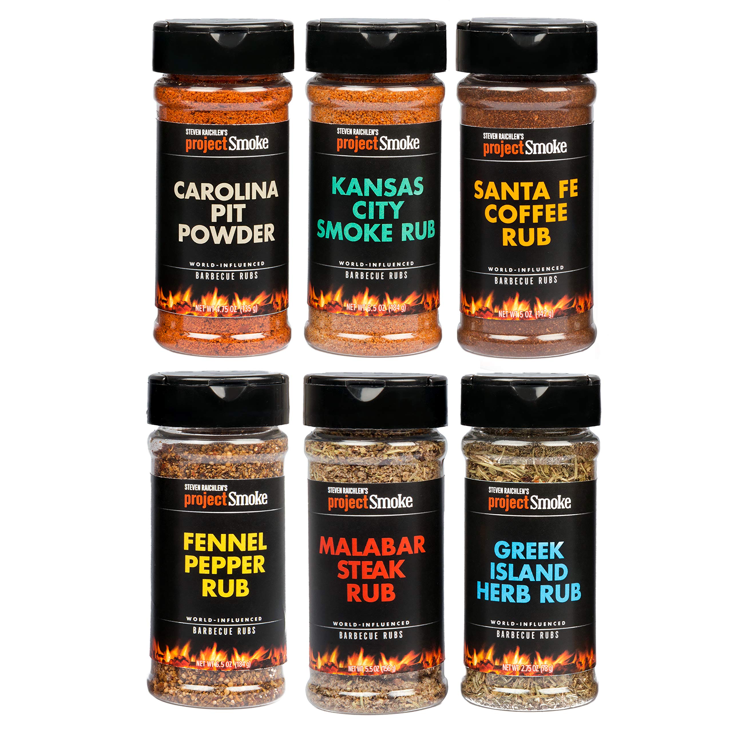 Book Cover STEVEN RAICHLEN'S Project Smoke BBQ Spice Rub Seasoning Combo Pack - 6 Pack World Wide Barbeque