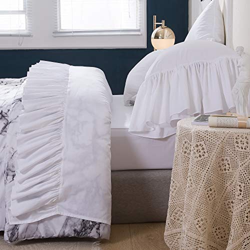Book Cover Queen's House White Ruffles Bed Sheet Set Cotton 4-Piece King Size-Style G